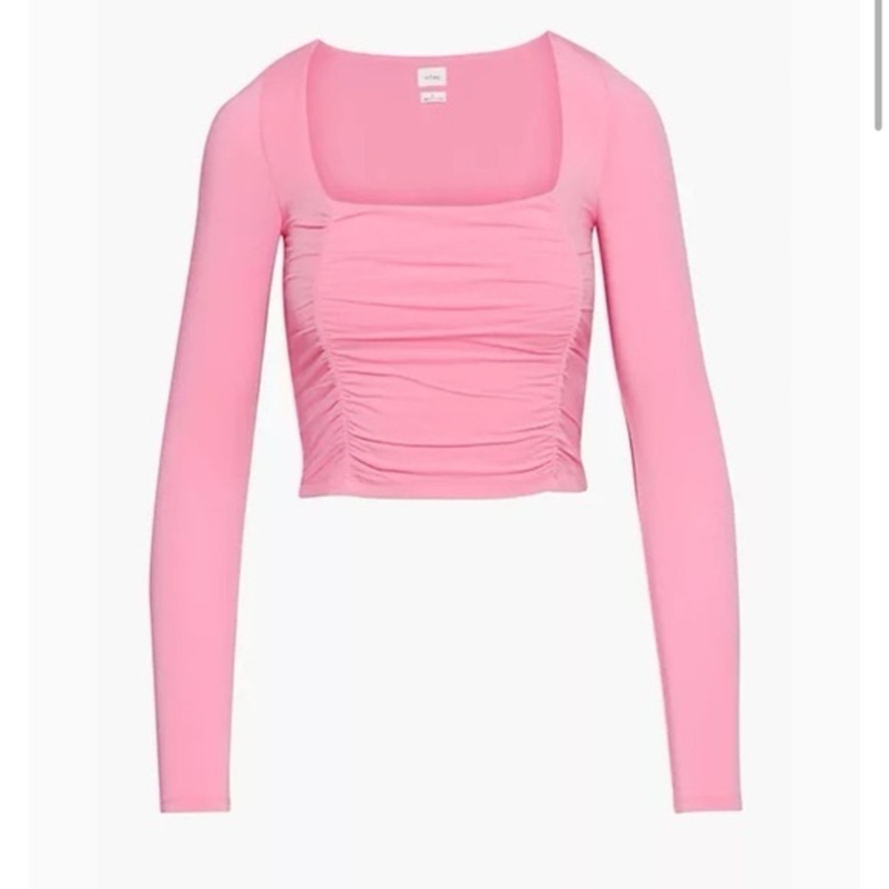 Wilfred Aritzia Lydia Bubble Gum Pink Ruched Longsleeve Top Size Small
